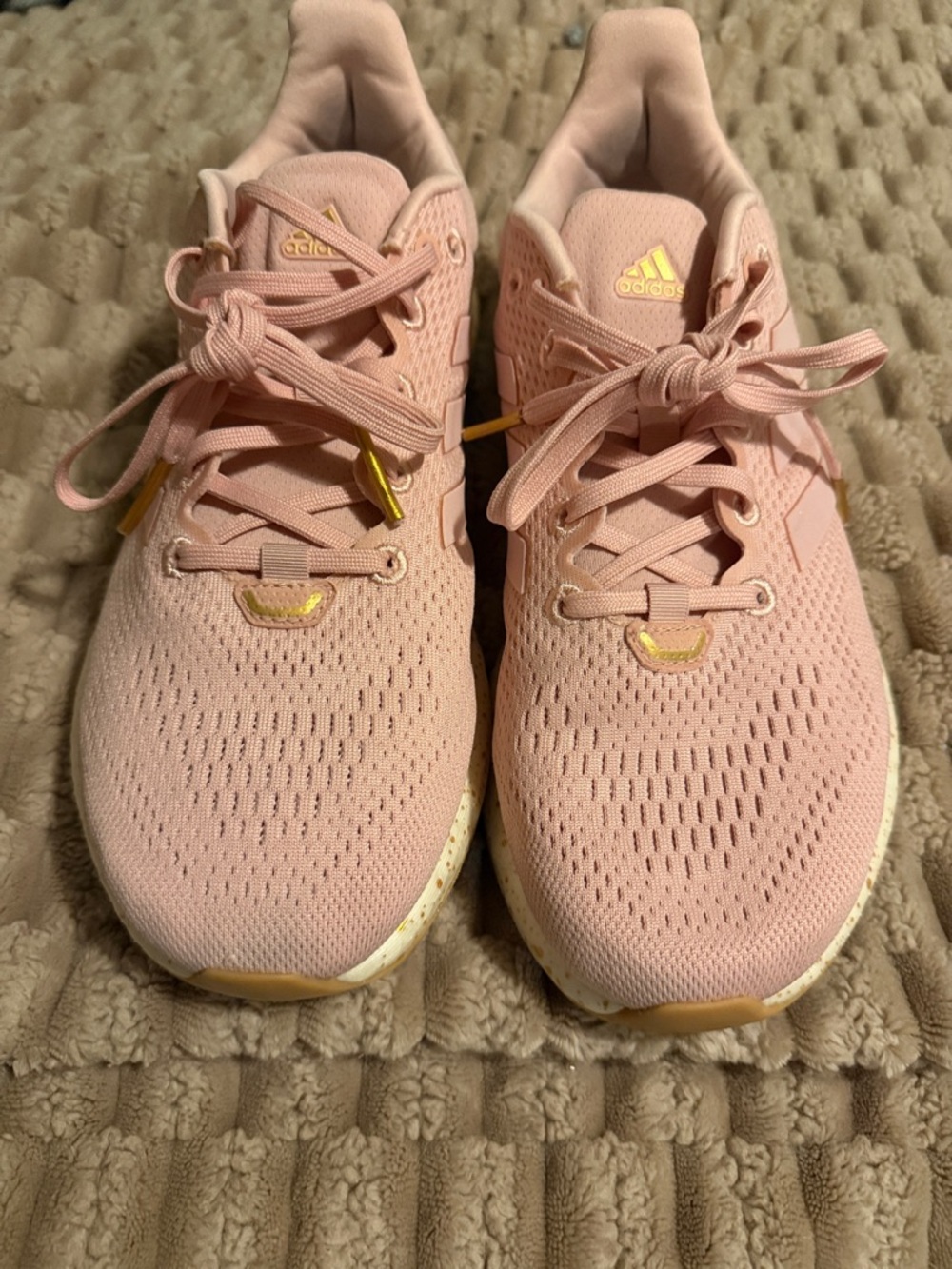 adidas Women’s Pink Athletic Sneakers with Gold Accents